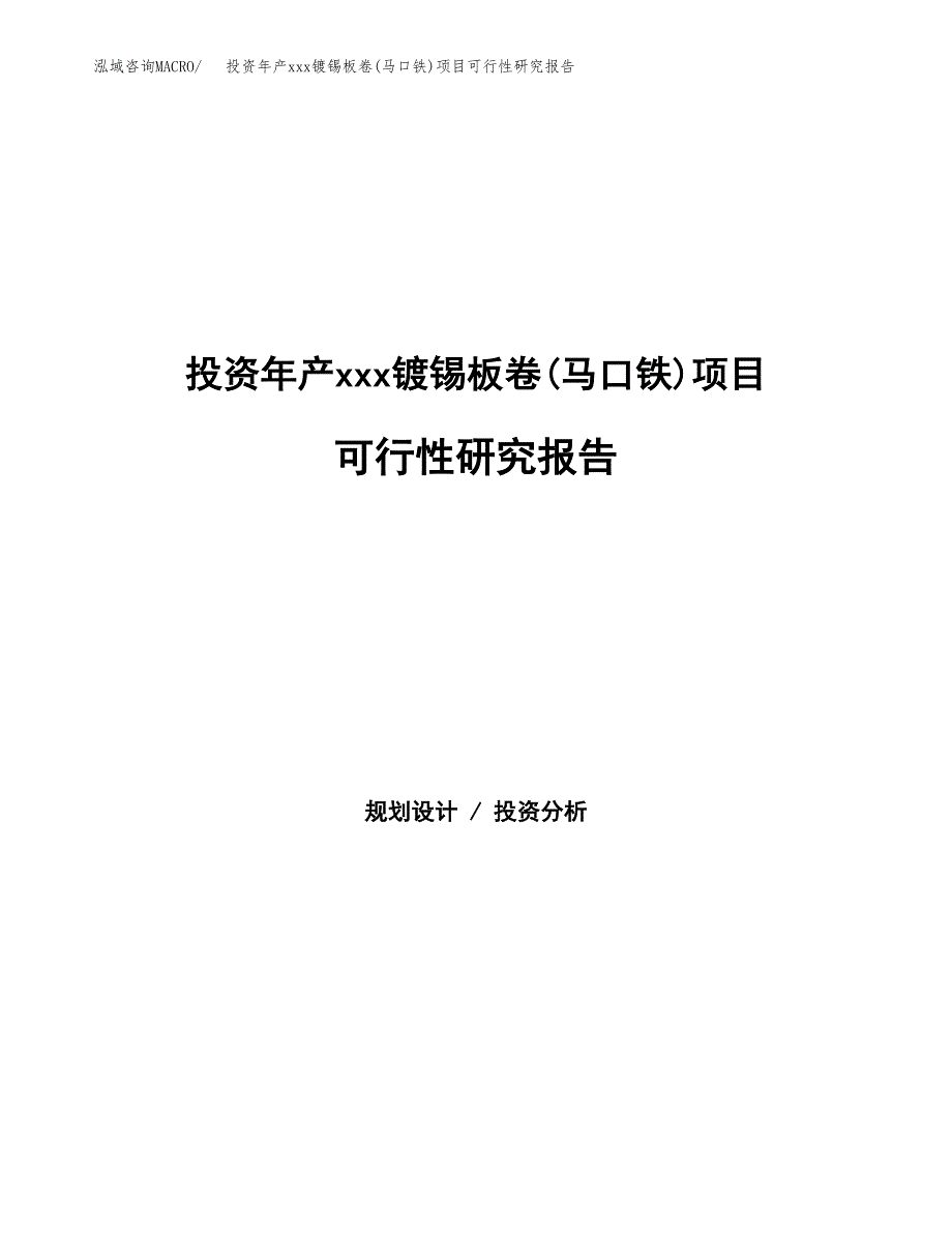 投资年产xxx镀锡板卷(马口铁)项目可行性研究报告_第1页