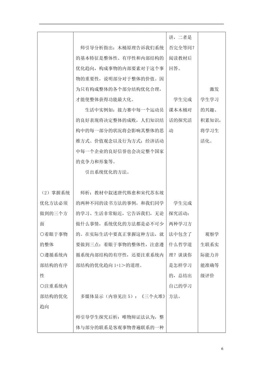 四川省宜宾市一中2015-2016学年高中政治上学期第3周教学设计（用联系的观点看问题）_第5页