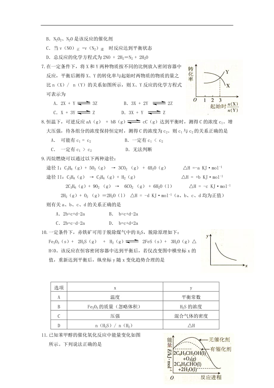 甘肃省会宁县2017-2018学年高二化学上学期期中试题 理（无答案）_第2页