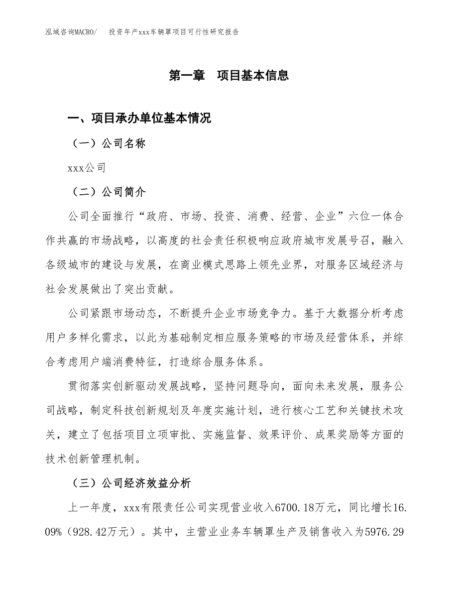 投资年产xxx车辆罩项目可行性研究报告_第4页