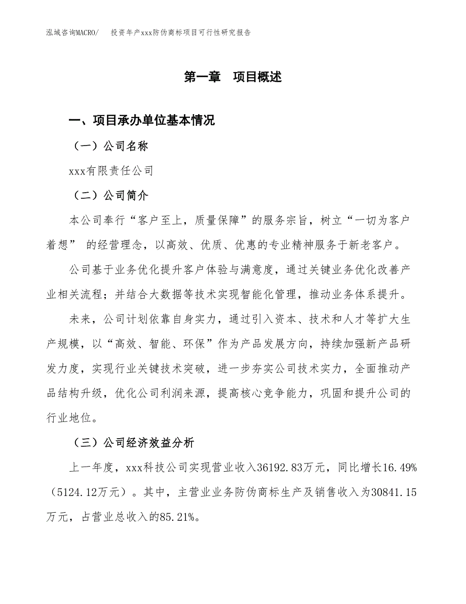 投资年产xxx防伪商标项目可行性研究报告_第4页