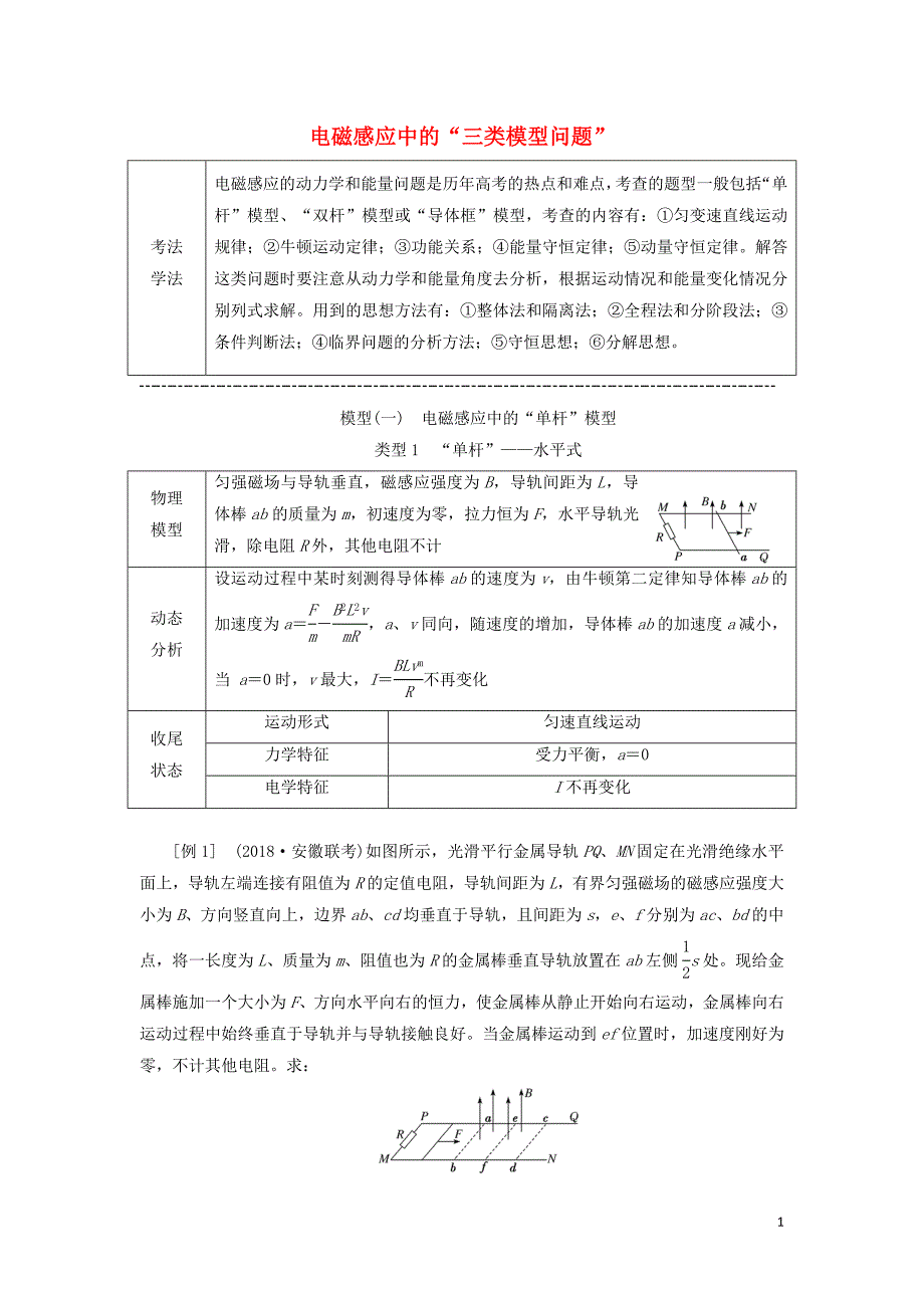 通用版2019版高考物理二轮复习第二部分第二板块第2讲电磁感应中的“三类模型问题”讲义含解析_第1页