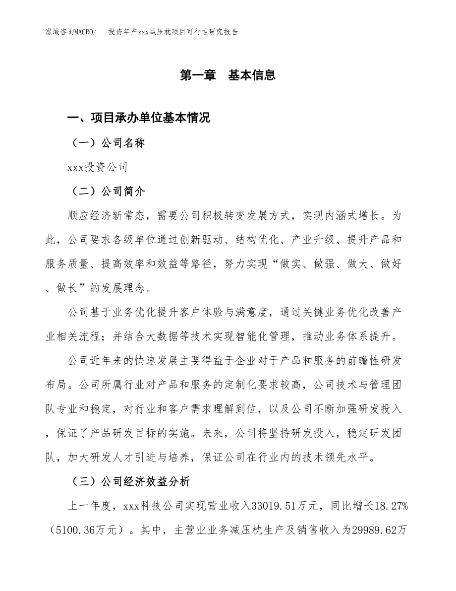 投资年产xxx减压枕项目可行性研究报告_第4页