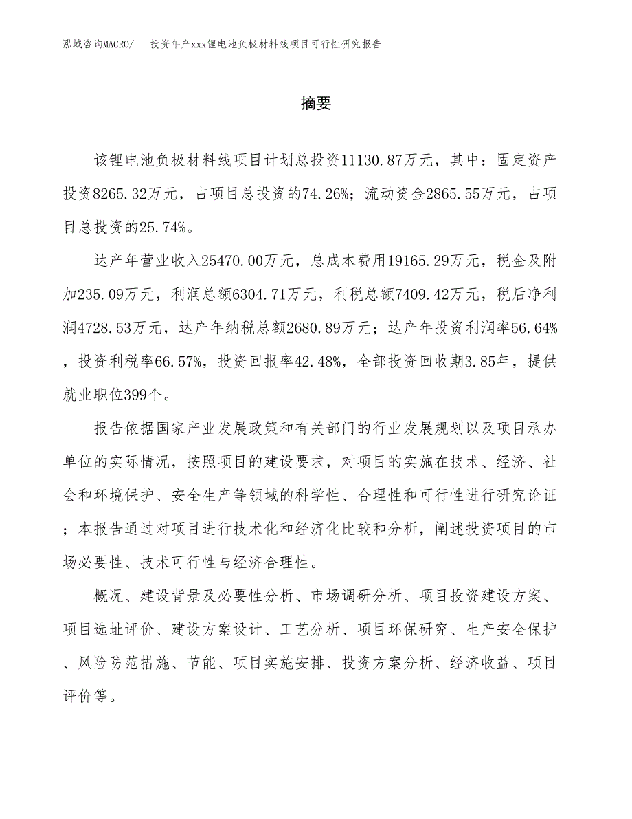 投资年产xxx锂电池负极材料线项目可行性研究报告_第2页