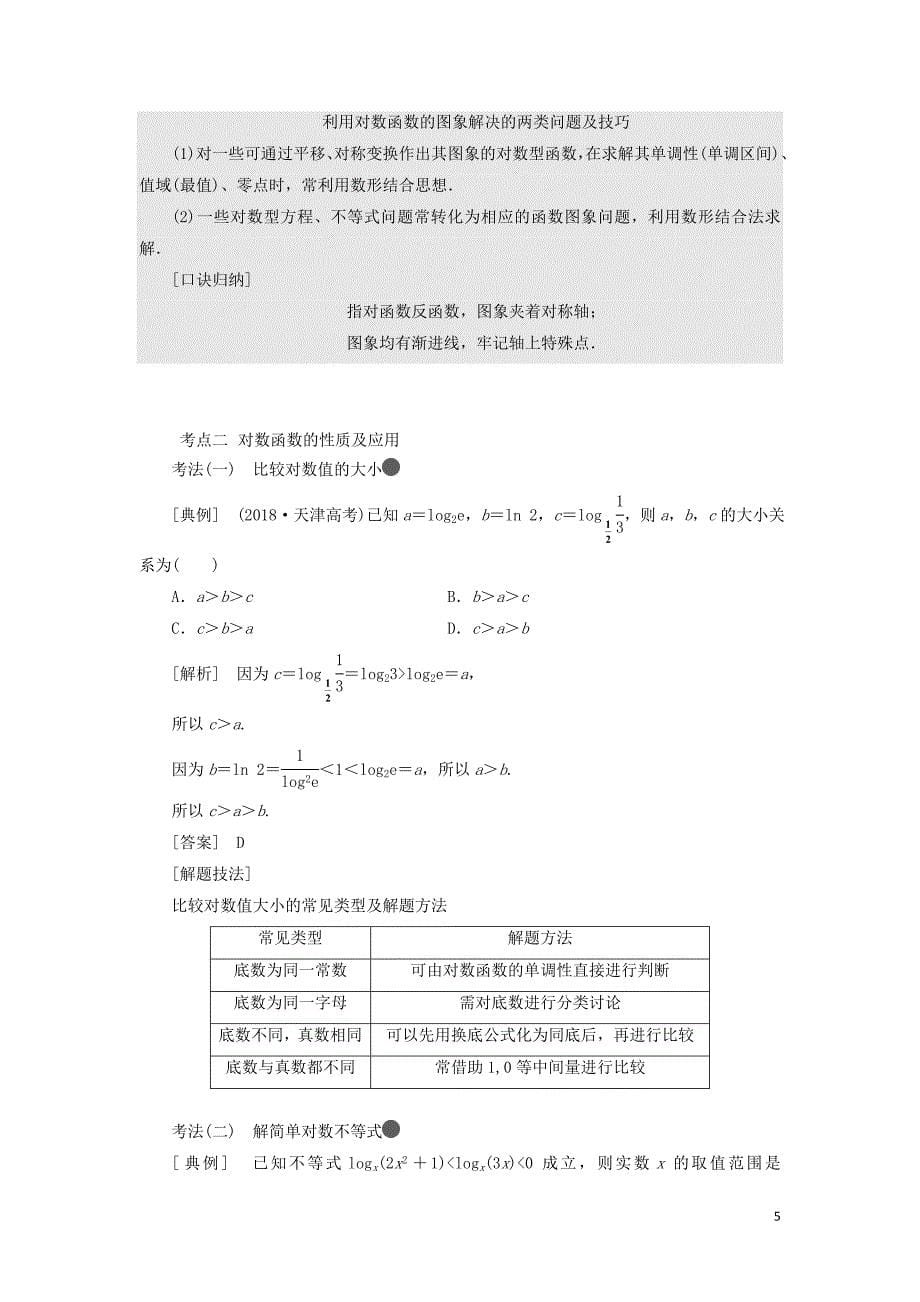 通用版2020高考数学一轮复习2.10对数函数讲义文_第5页