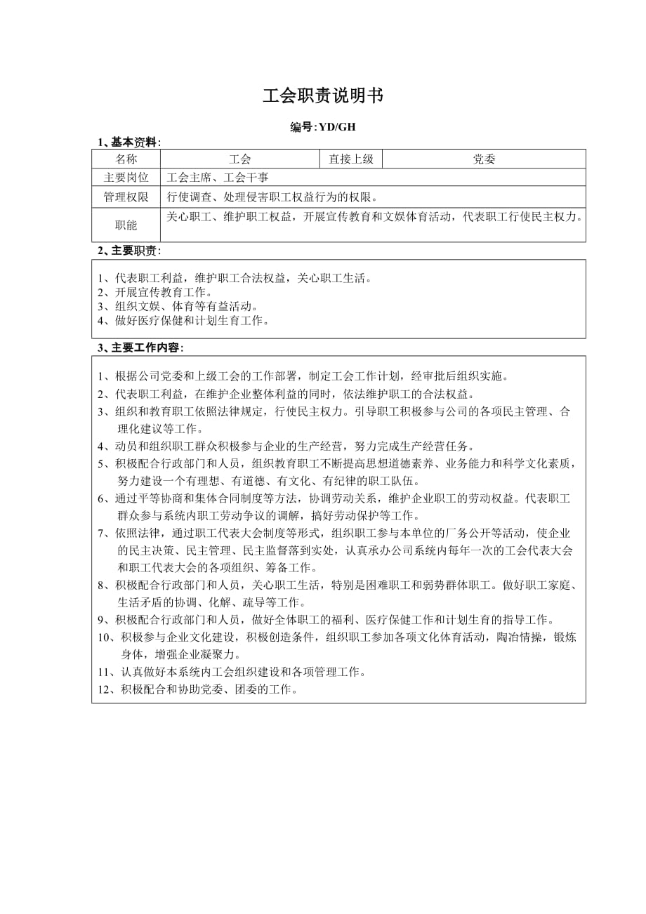 某公司工会职责说明书.doc_第1页