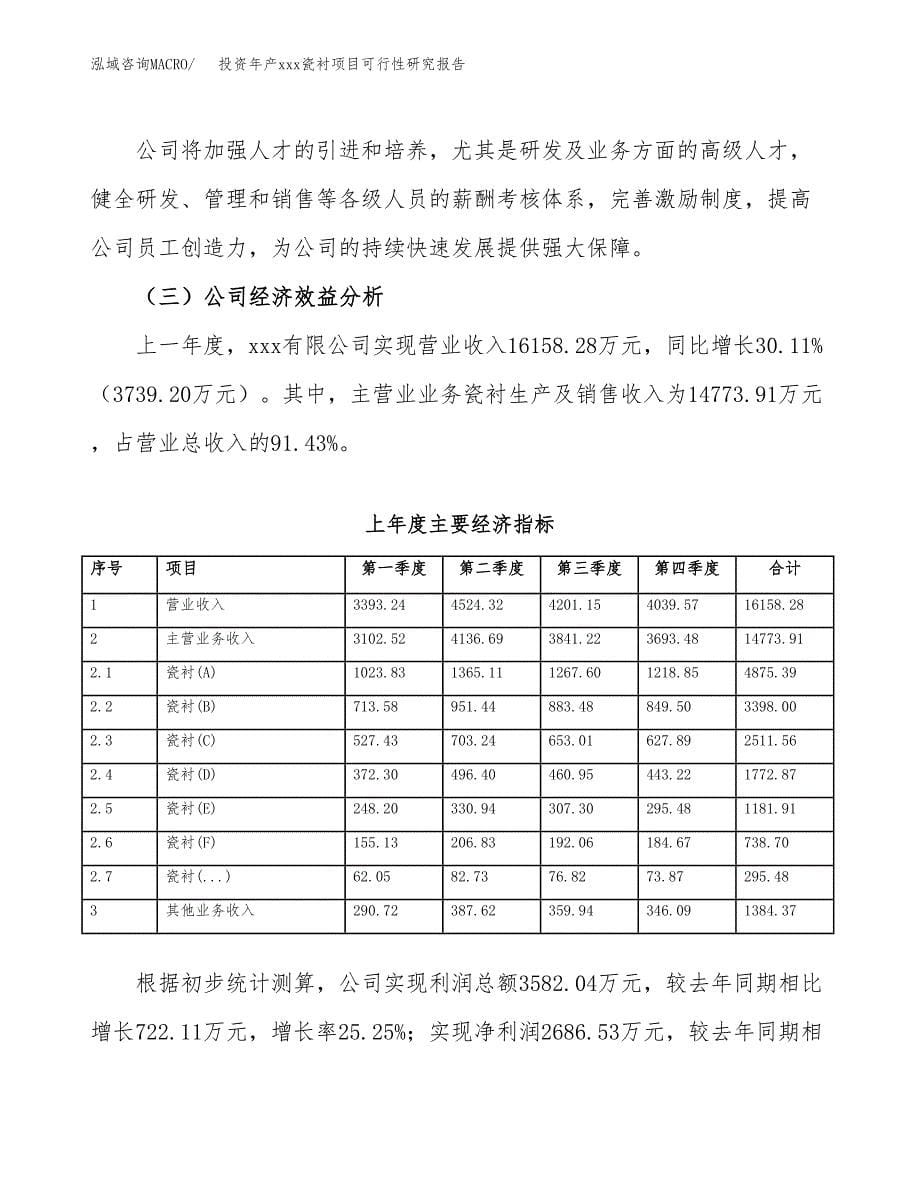 投资年产xxx瓷衬项目可行性研究报告_第5页