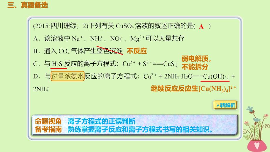 2019届高考化学总复习 第2章 化学物质及其变化 第2讲 离子反应 离子方程式 2.2.4 真题演练考点课件 新人教版_第4页