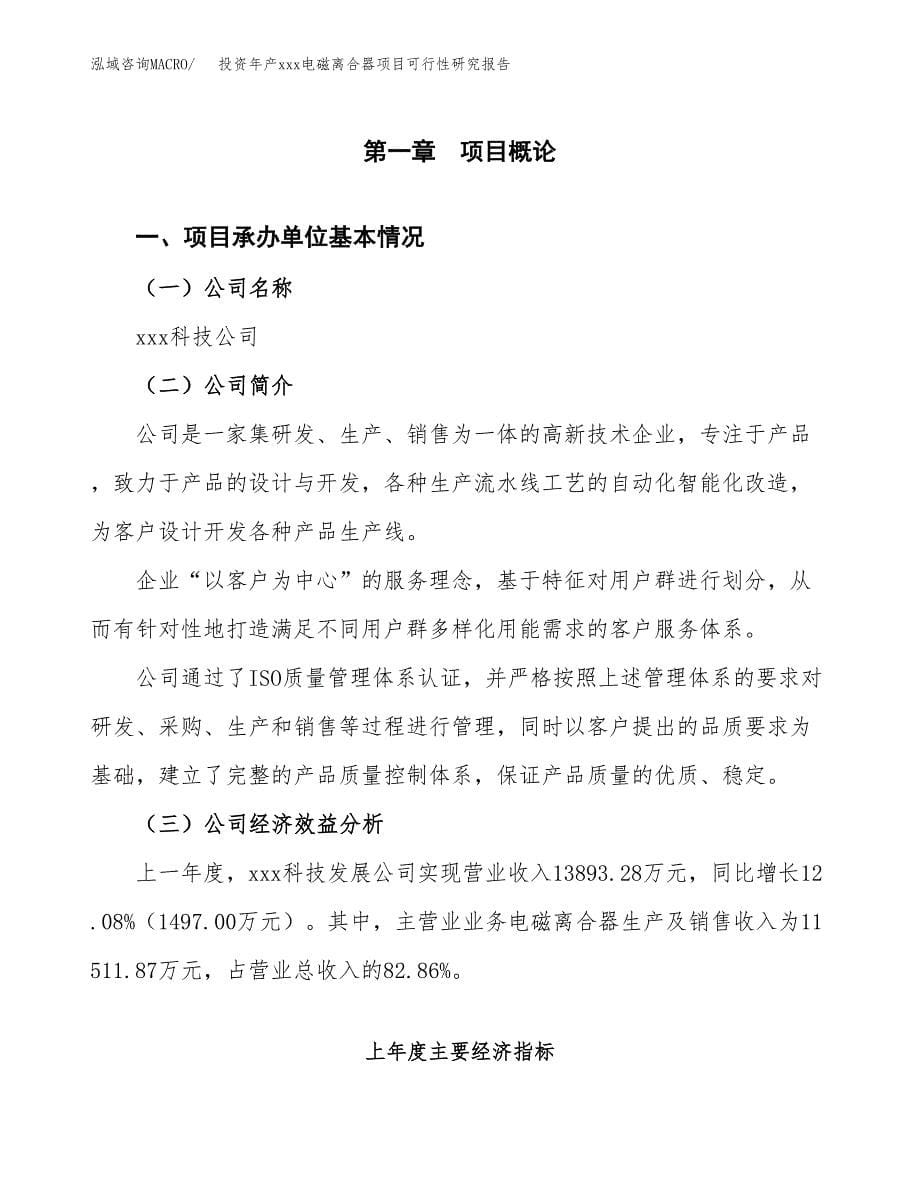 投资年产xxx电磁离合器项目可行性研究报告_第5页