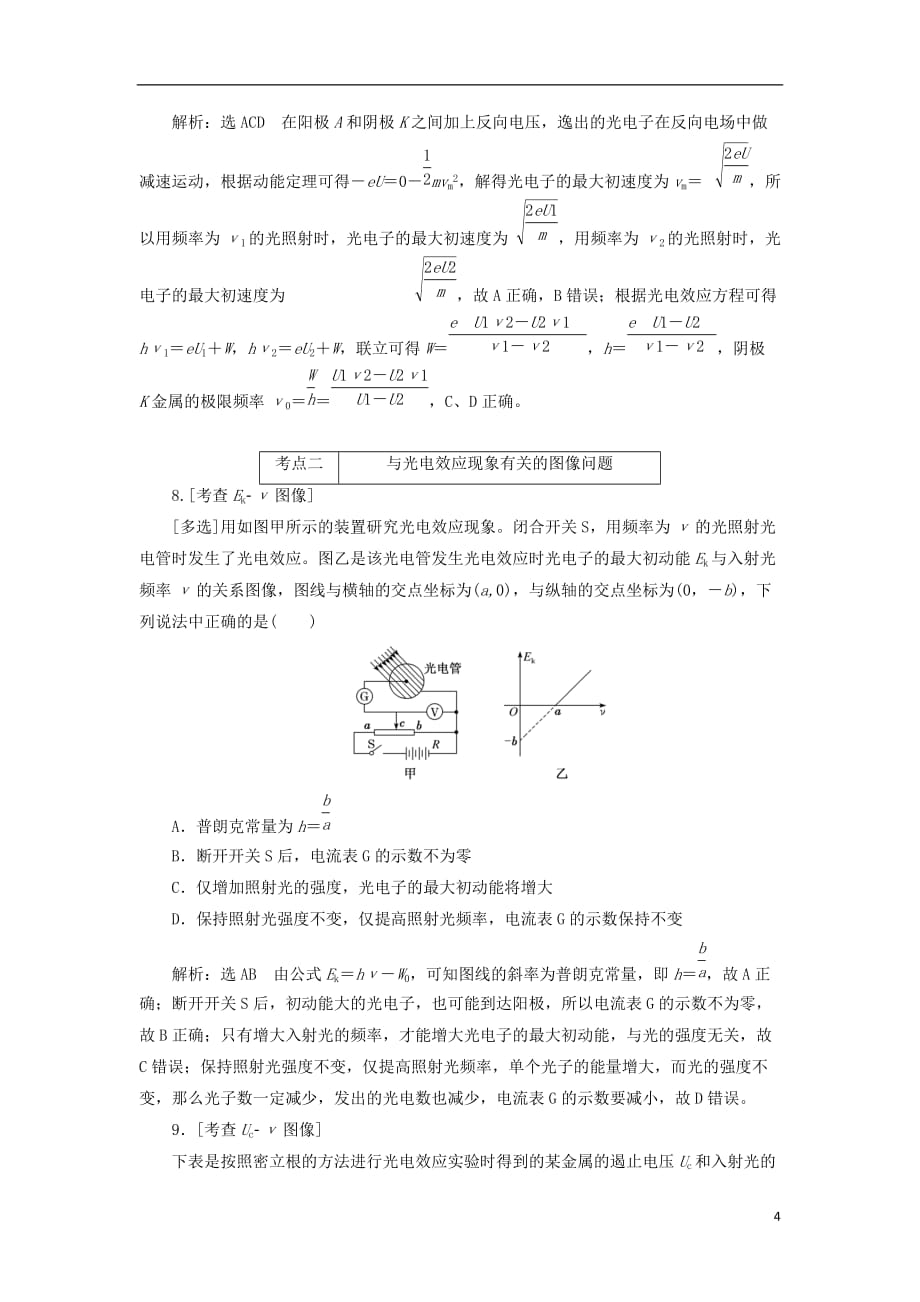 2018届高考物理二轮复习&ldquo;光电效应 波粒二象性&rdquo;学前诊断_第4页