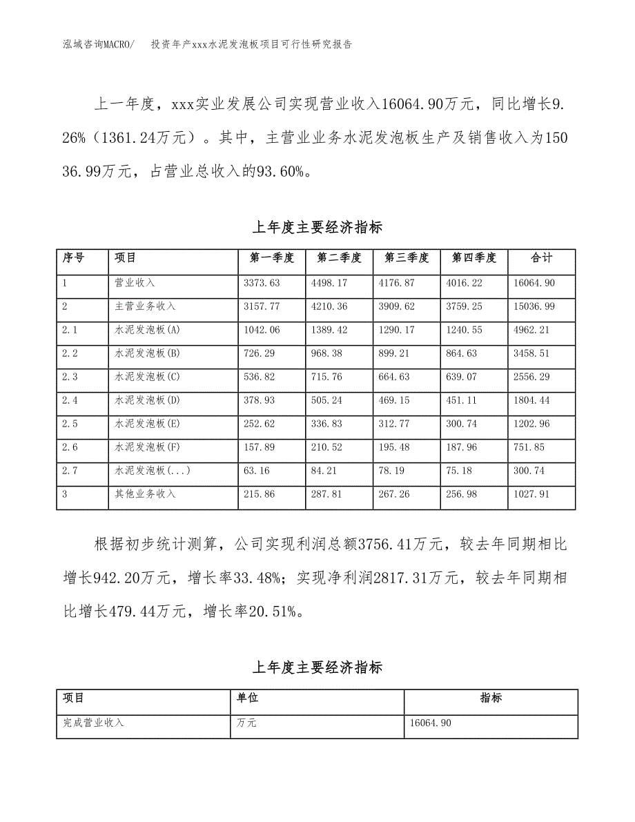 投资年产xxx水泥发泡板项目可行性研究报告_第5页