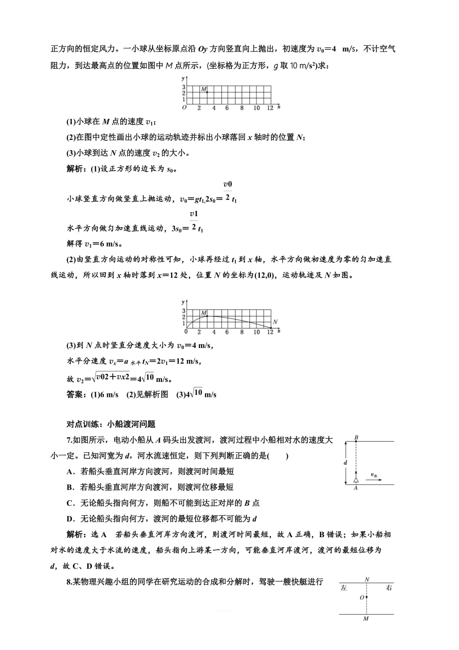 2020版高考物理新设计一轮复习江苏专版课时跟踪检测（十一） 曲线运动 运动的合成与分解 含解析_第3页