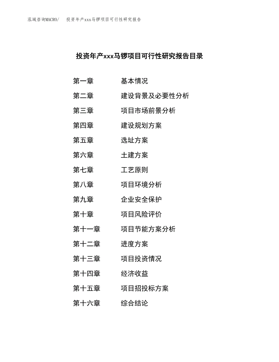 投资年产xxx马锣项目可行性研究报告_第3页