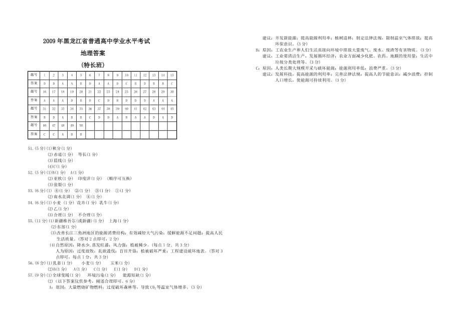 2009年黑龙江省普通高中学业水平考试地理【jk】_第5页