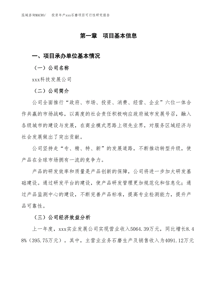 投资年产xxx石磨项目可行性研究报告_第4页