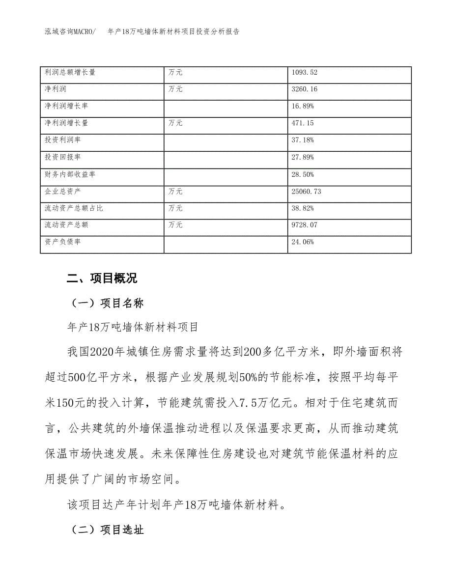 年产18万吨墙体新材料项目投资分析报告（立项）_第5页