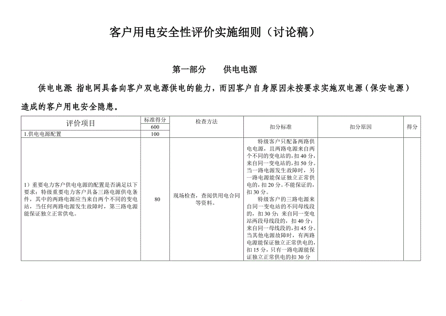 2010[1].03.22-《客户用电安全性评价实施细则》(讨论稿)_第1页