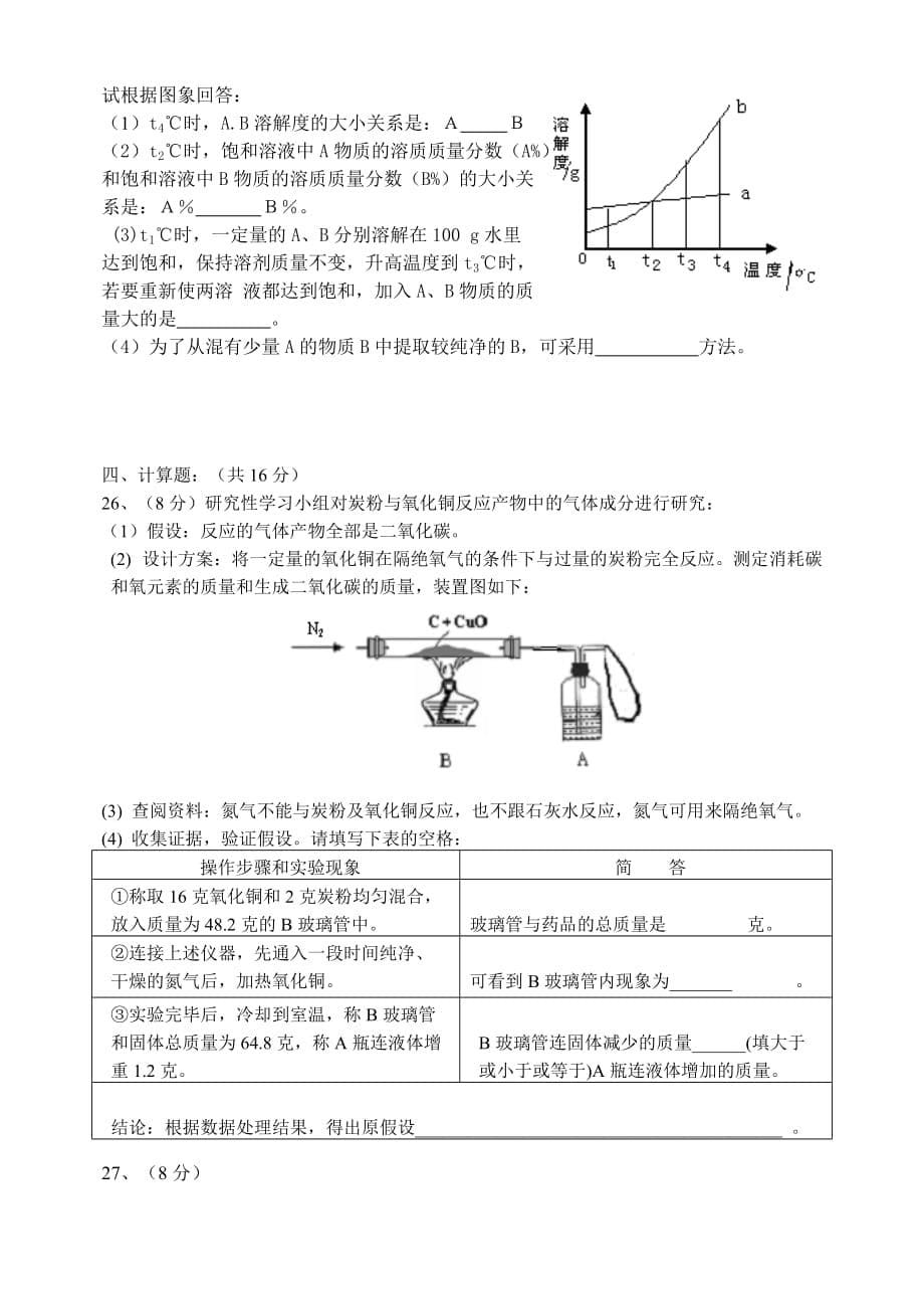 2009年第一学期初中化学试卷_第5页