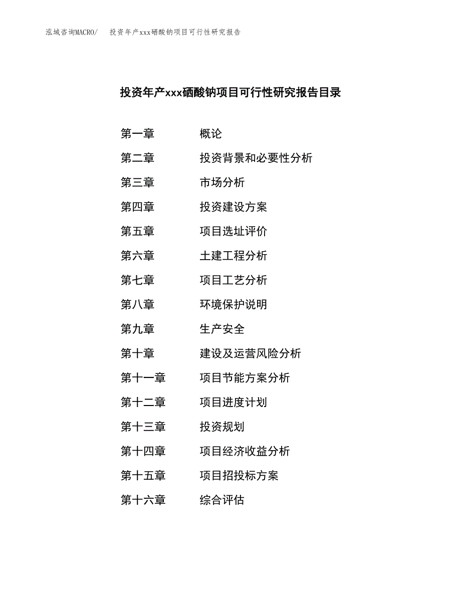 投资年产xxx硒酸钠项目可行性研究报告_第3页