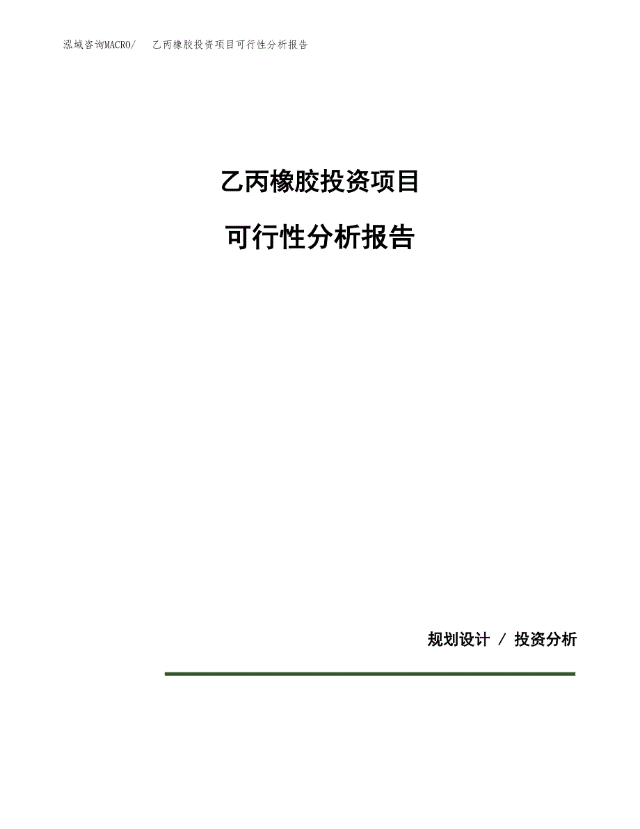 乙丙橡胶投资项目可行性分析报告word可编辑.docx_第1页