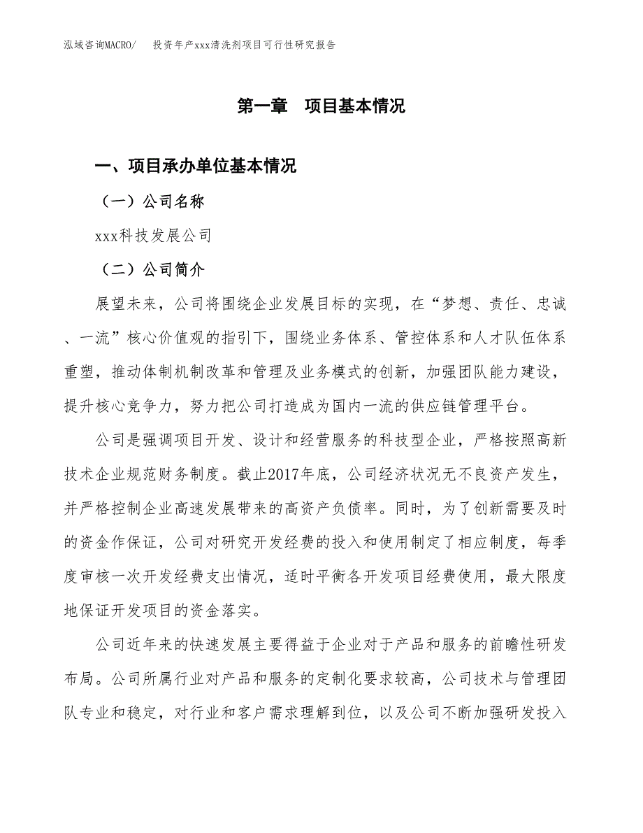 投资年产xxx清洗剂项目可行性研究报告_第4页