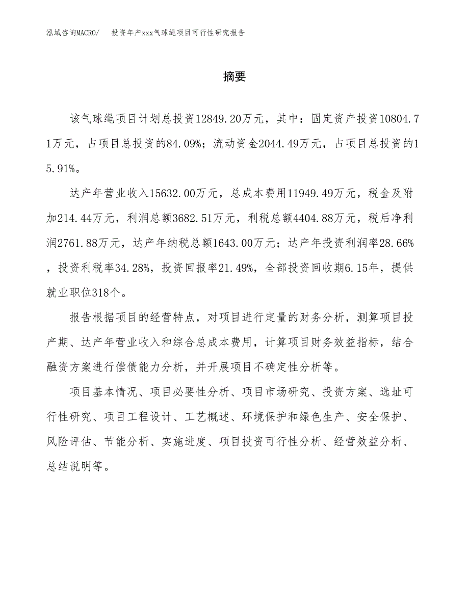 投资年产xxx气球绳项目可行性研究报告_第2页