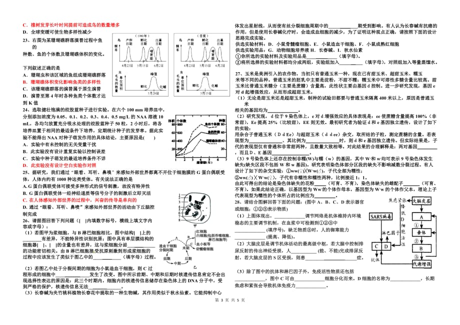 2013届高三生物周周练习题_第3页