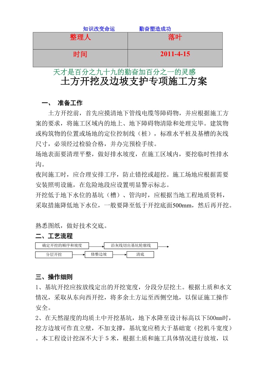 2011-学习资料大全：土方开挖施工方案_第1页