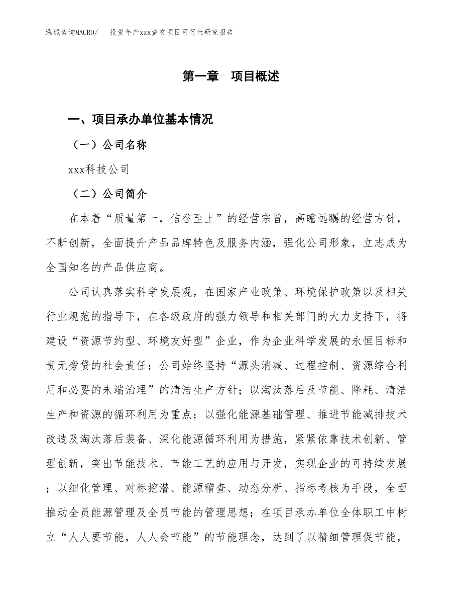 投资年产xxx童衣项目可行性研究报告_第4页