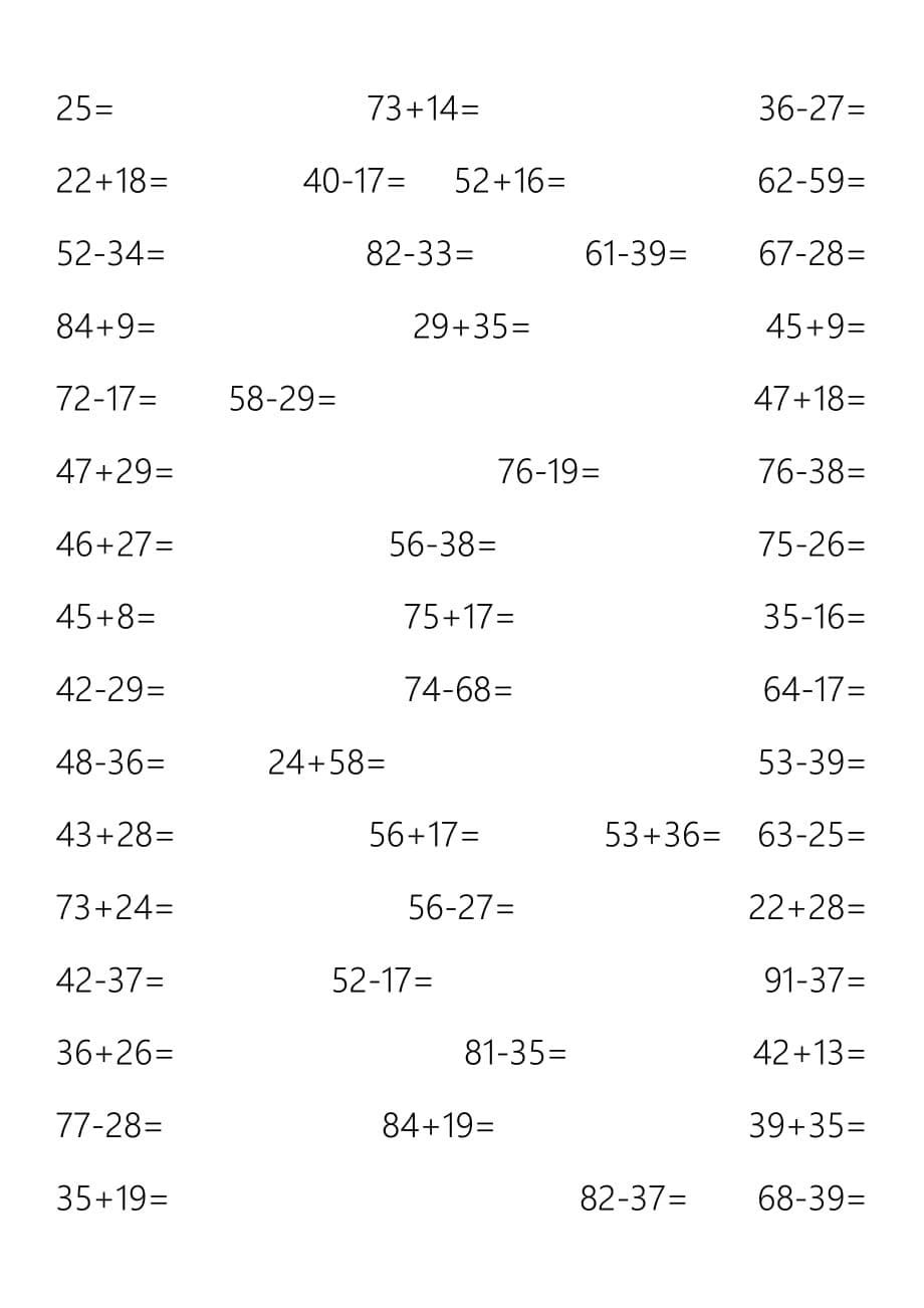 100以内的加减法及混合练习题.doc_第5页