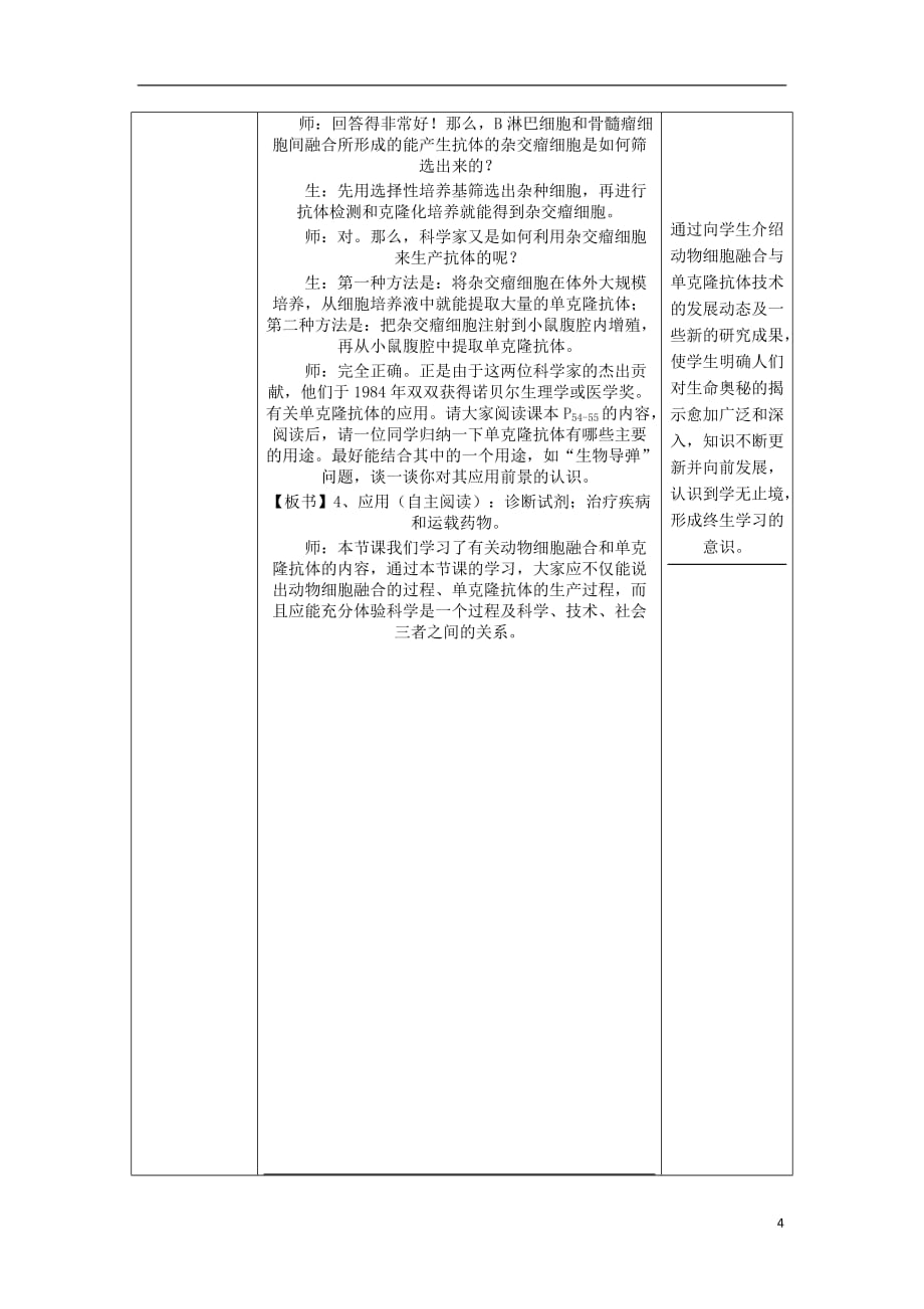 湖南省蓝山县高中生物 2.2.2 动物细胞融合与单克隆抗体教案_第4页