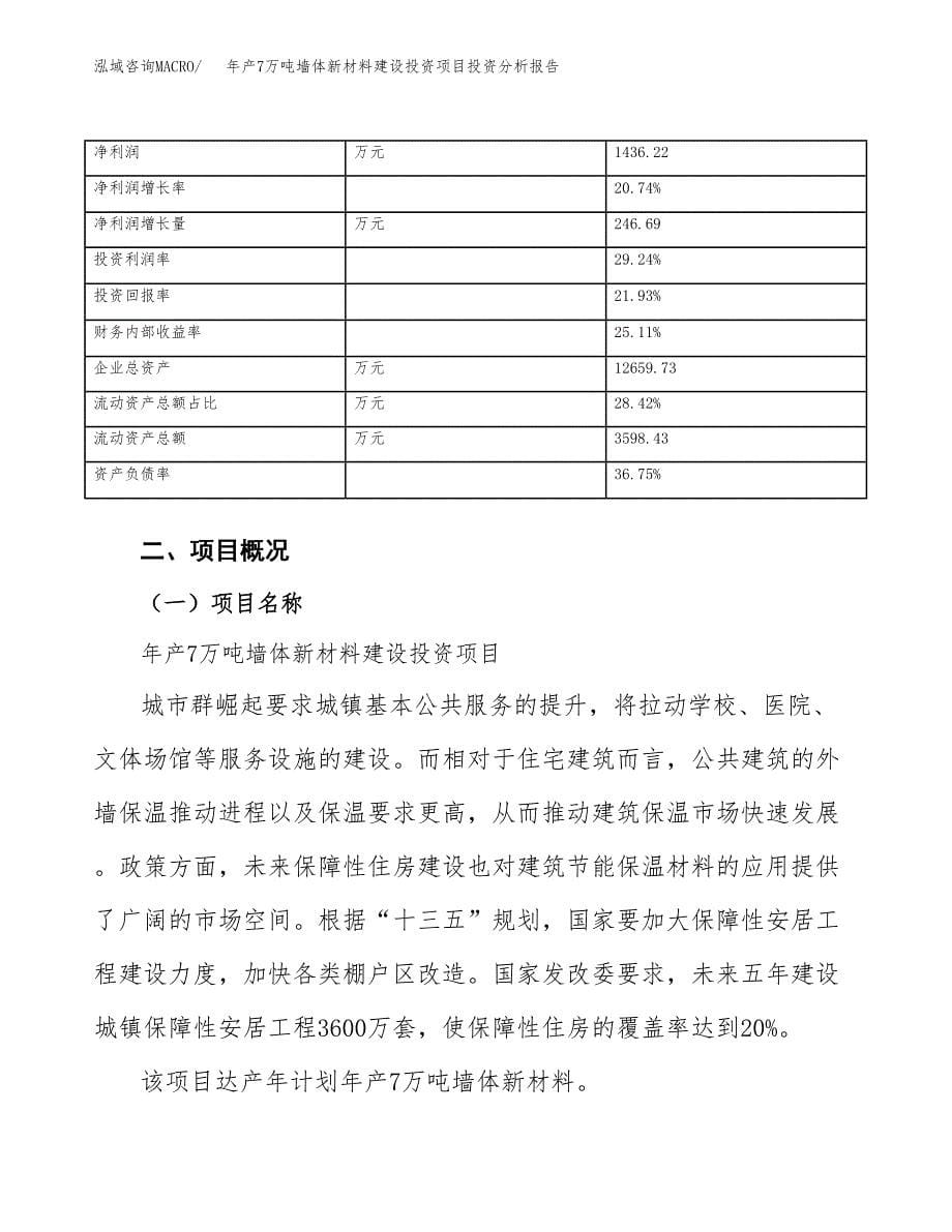 年产7万吨墙体新材料建设投资项目投资分析报告模板_第5页