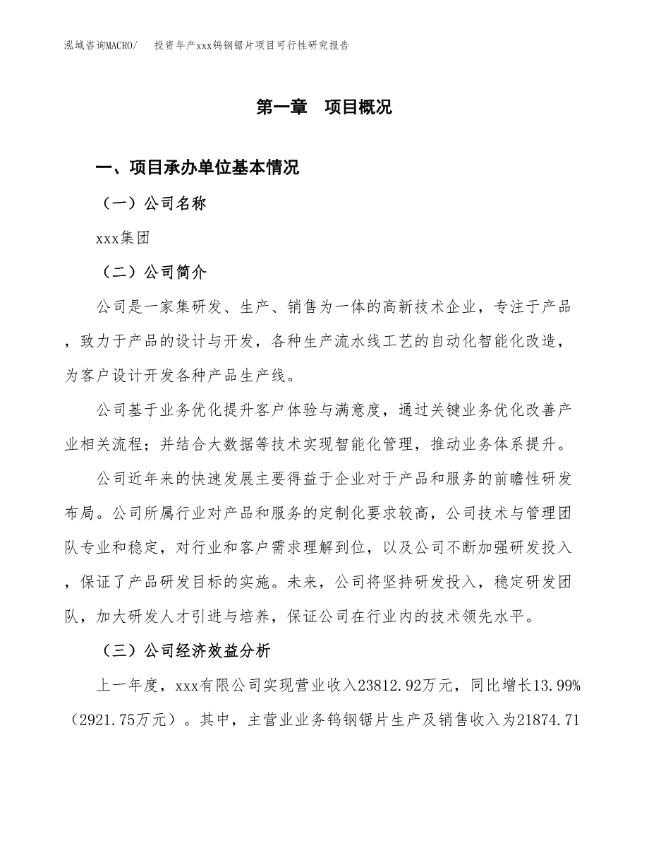 投资年产xxx钨钢锯片项目可行性研究报告_第4页