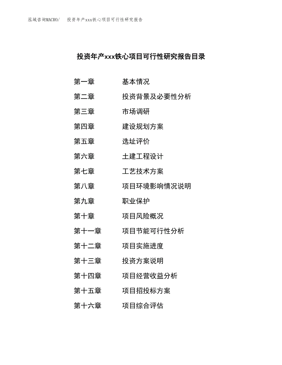 投资年产xxx铁心项目可行性研究报告_第3页