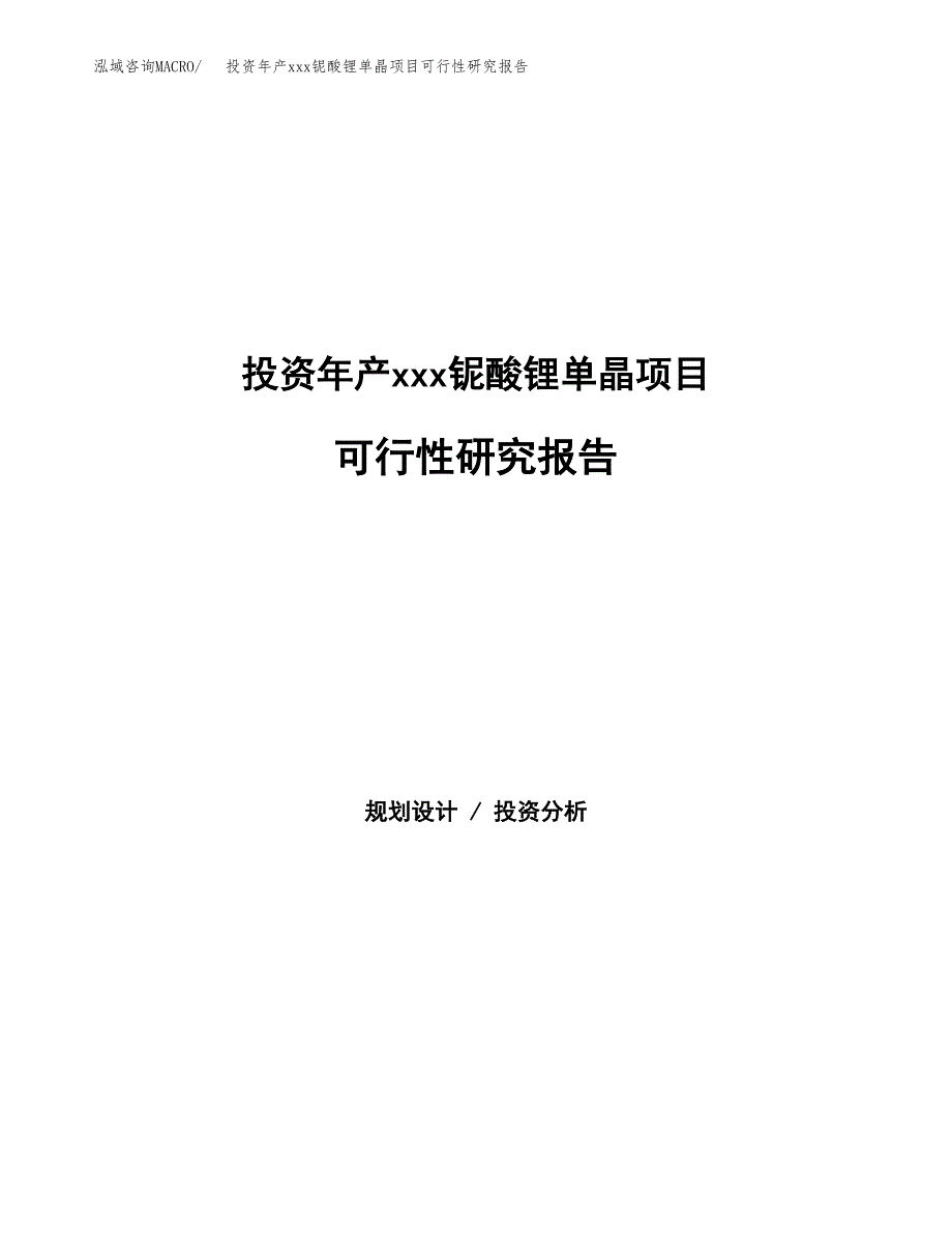 投资年产xxx铌酸锂单晶项目可行性研究报告_第1页