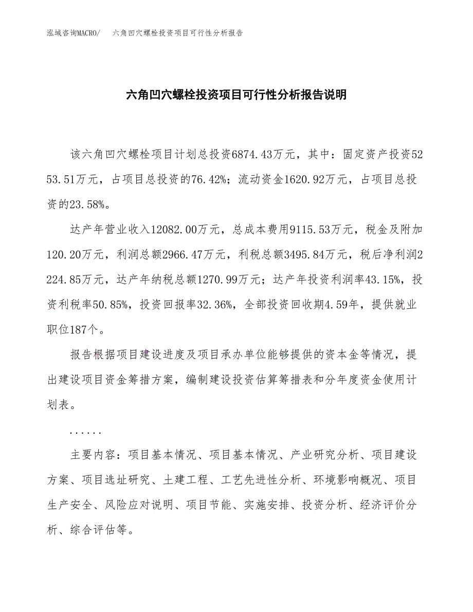 六角凹穴螺栓投资项目可行性分析报告word可编辑.docx_第2页