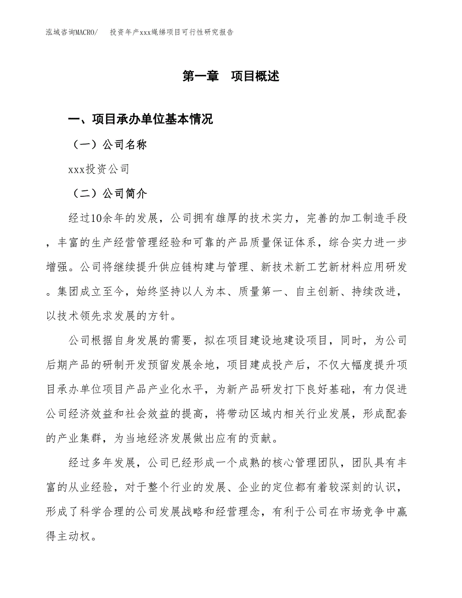 投资年产xxx绳绨项目可行性研究报告_第4页