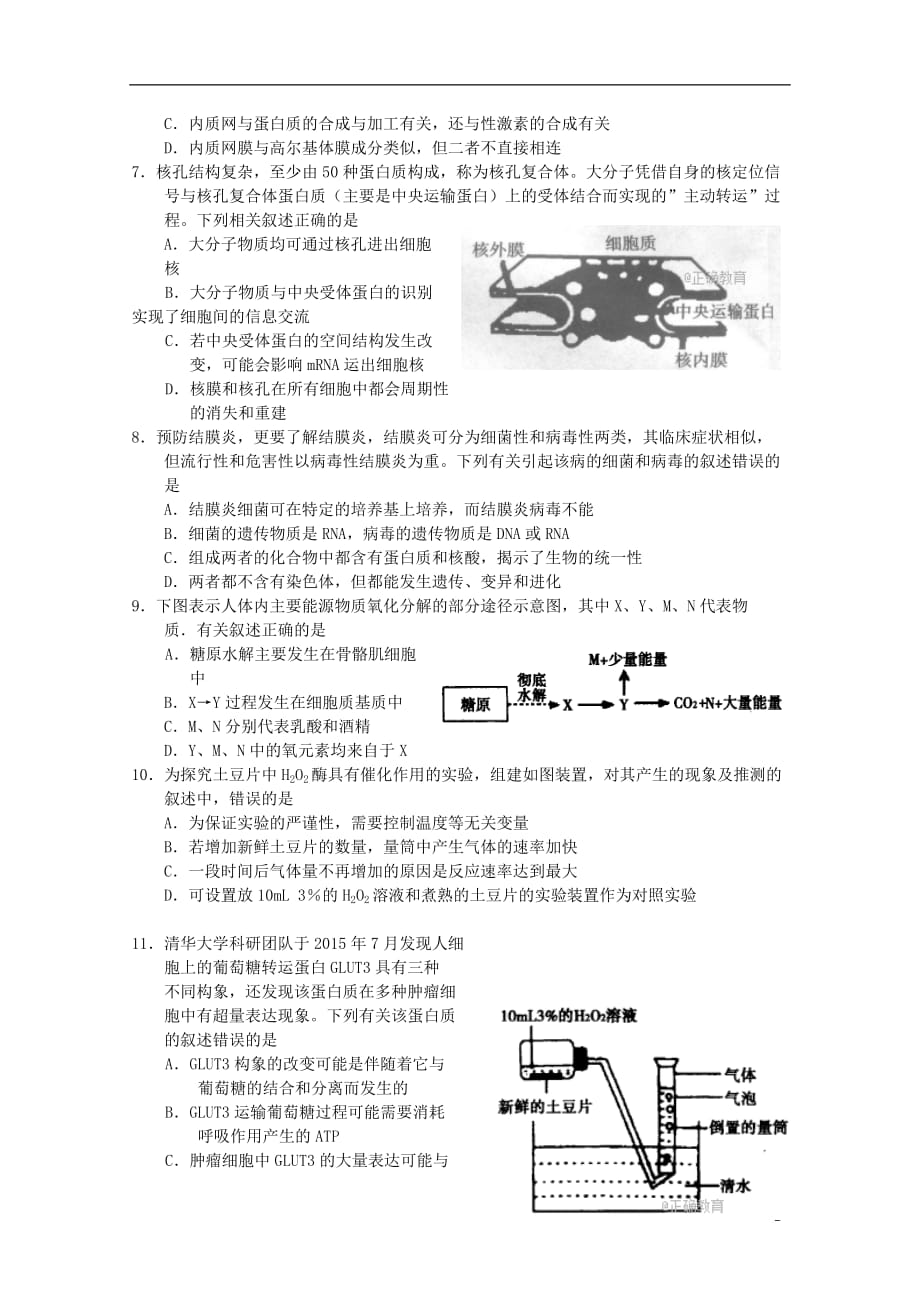 河南省信阳市2018届高三生物第一次教学质量检测试题（无答案）_第2页