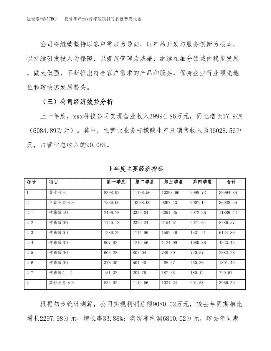 投资年产xxx柠檬酸项目可行性研究报告_第5页