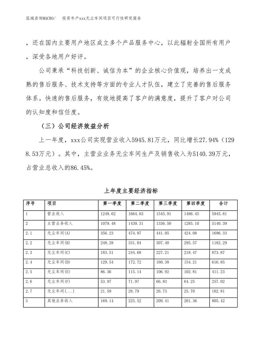 投资年产xxx无尘车间项目可行性研究报告_第5页