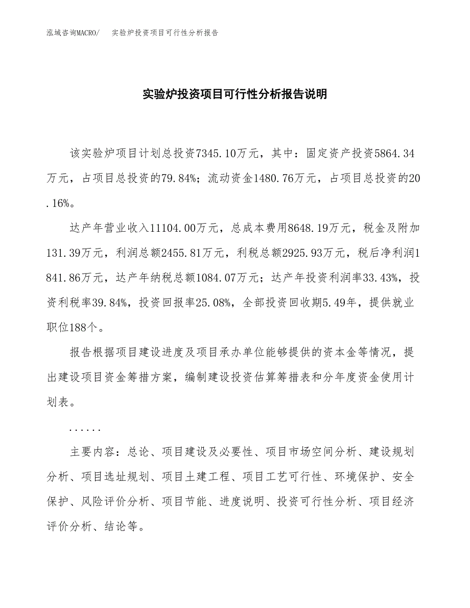 实验炉投资项目可行性分析报告word可编辑.docx_第2页