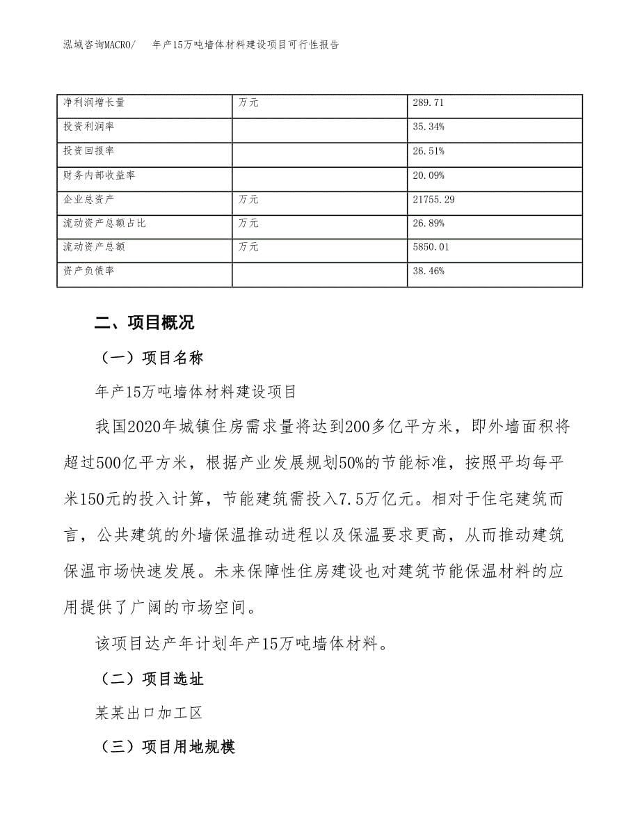 年产15万吨墙体材料建设项目可行性报告_第5页