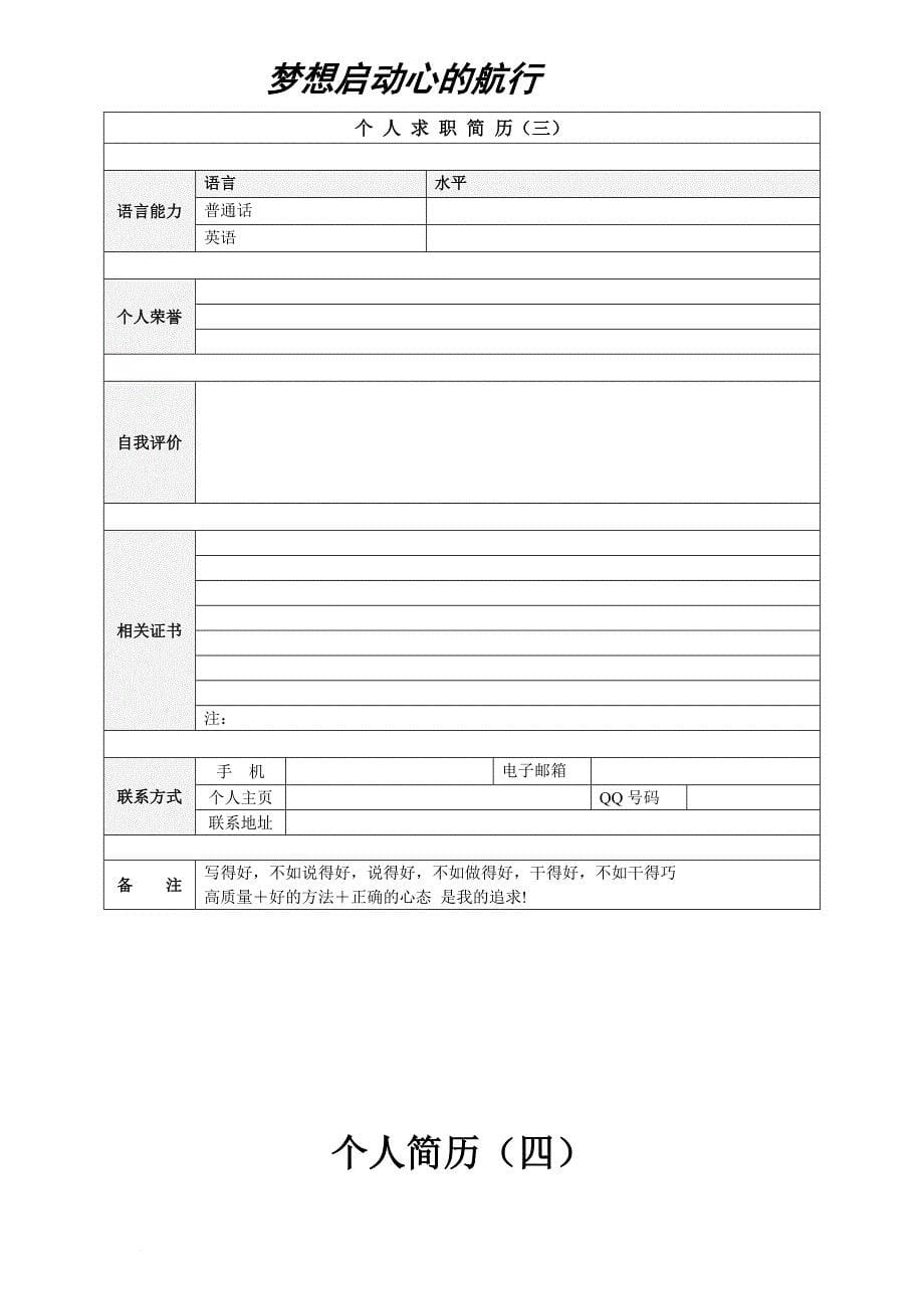 2012年优秀个人简历模板集合(同名1542)_第5页