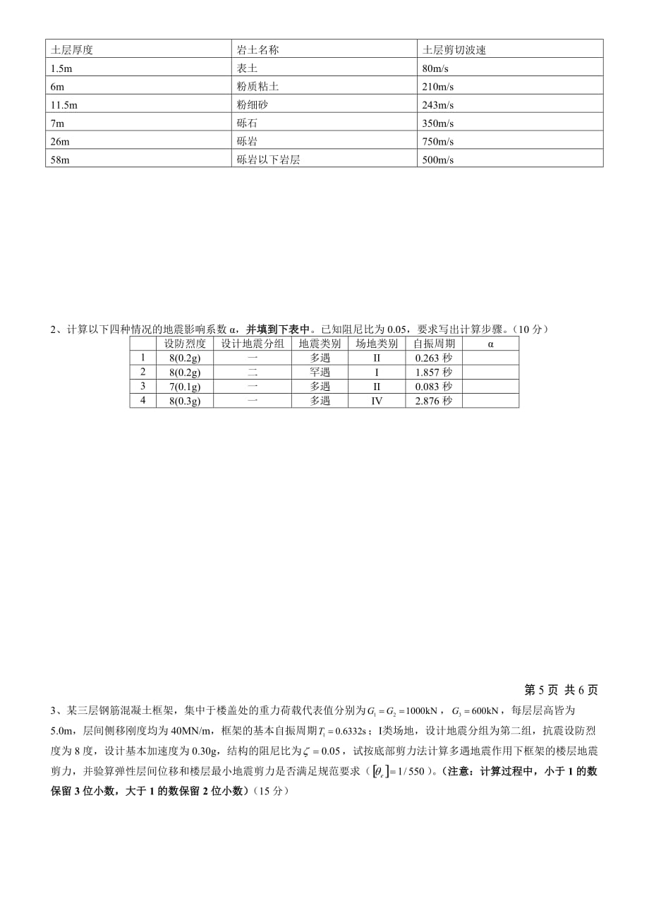 2011-2012建筑结构抗震设计试卷2_第4页