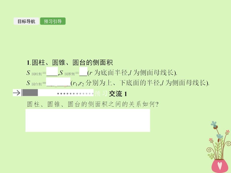 高中数学 第一章 立体几何初步 1.7 简单几何体的面积和体积 1.7.1 柱、锥、台的侧面展开与面积课件 北师大版必修2_第4页