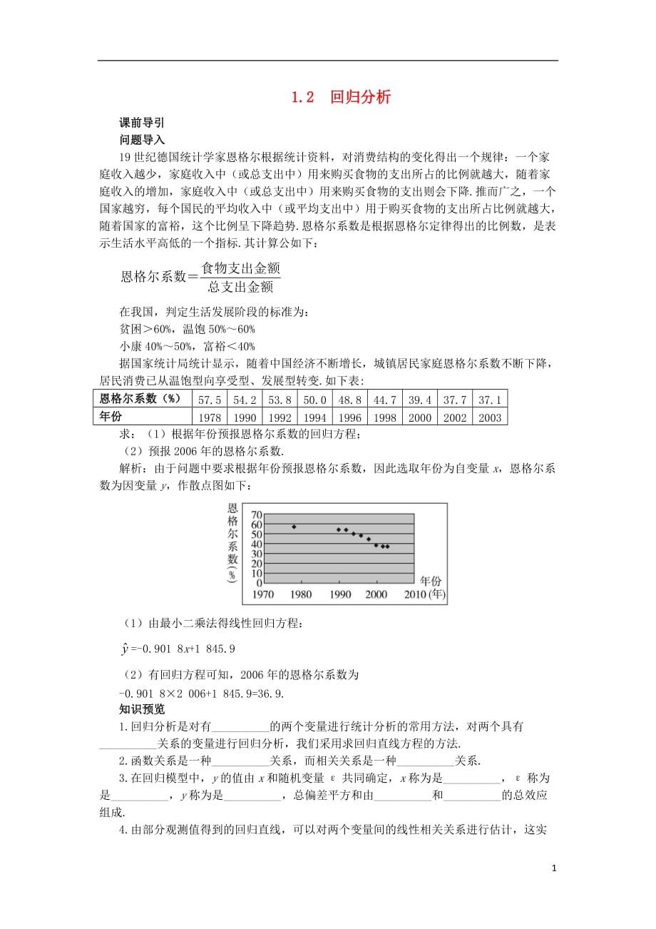 高中数学 第1章 统计案例 1.2 回归分析课前导引素材 苏教版选修1-2_第1页