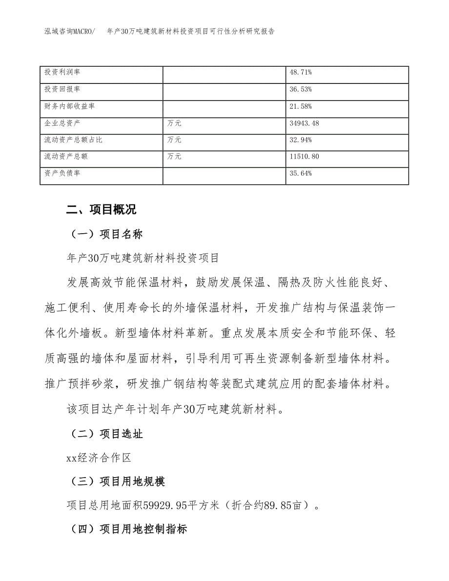 年产30万吨建筑新材料投资项目可行性分析研究报告范文_第5页