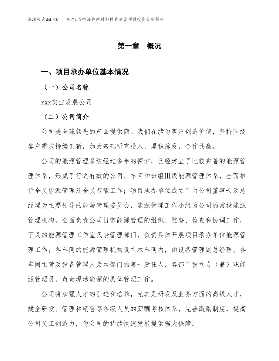 年产5万吨墙体新材料投资建设项目投资分析报告（立项）_第3页