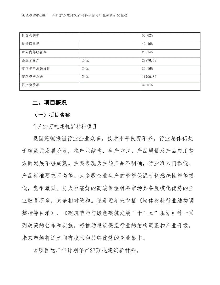 年产27万吨建筑新材料项目可行性分析研究报告（立项）_第5页