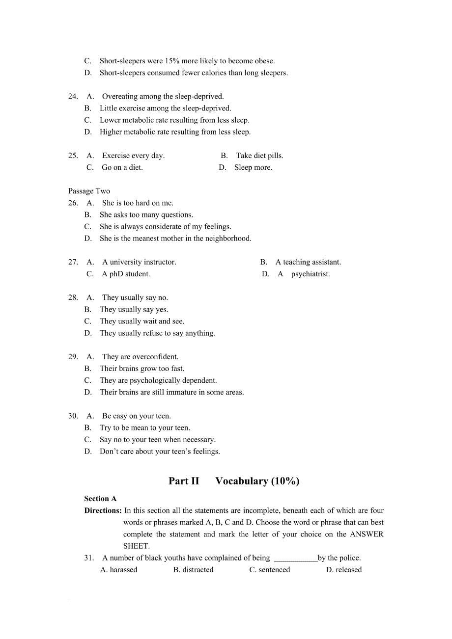 2010年全国医学博士英语统考真题及参考答案_第5页